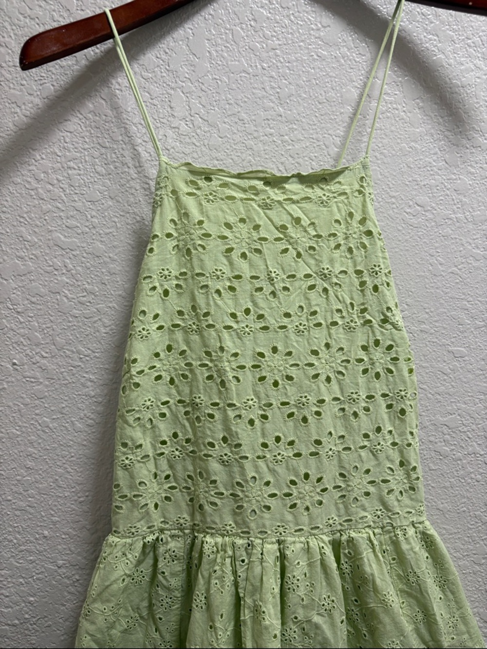 American Eagle Outfitters Light Green Eyelet Maxi Dress with Spaghetti Straps - Picture 2 of 7